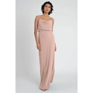 Jenny Yoo Bianca Bridesmaid Dress 10 Whipped Apricot Pebbled Crepe Gown NWT